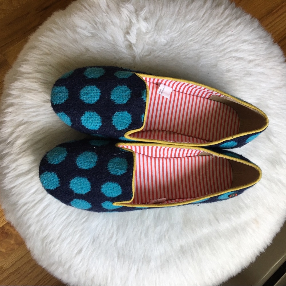 Anthropologie Polka Dot Ted Slip On Flats Loafers